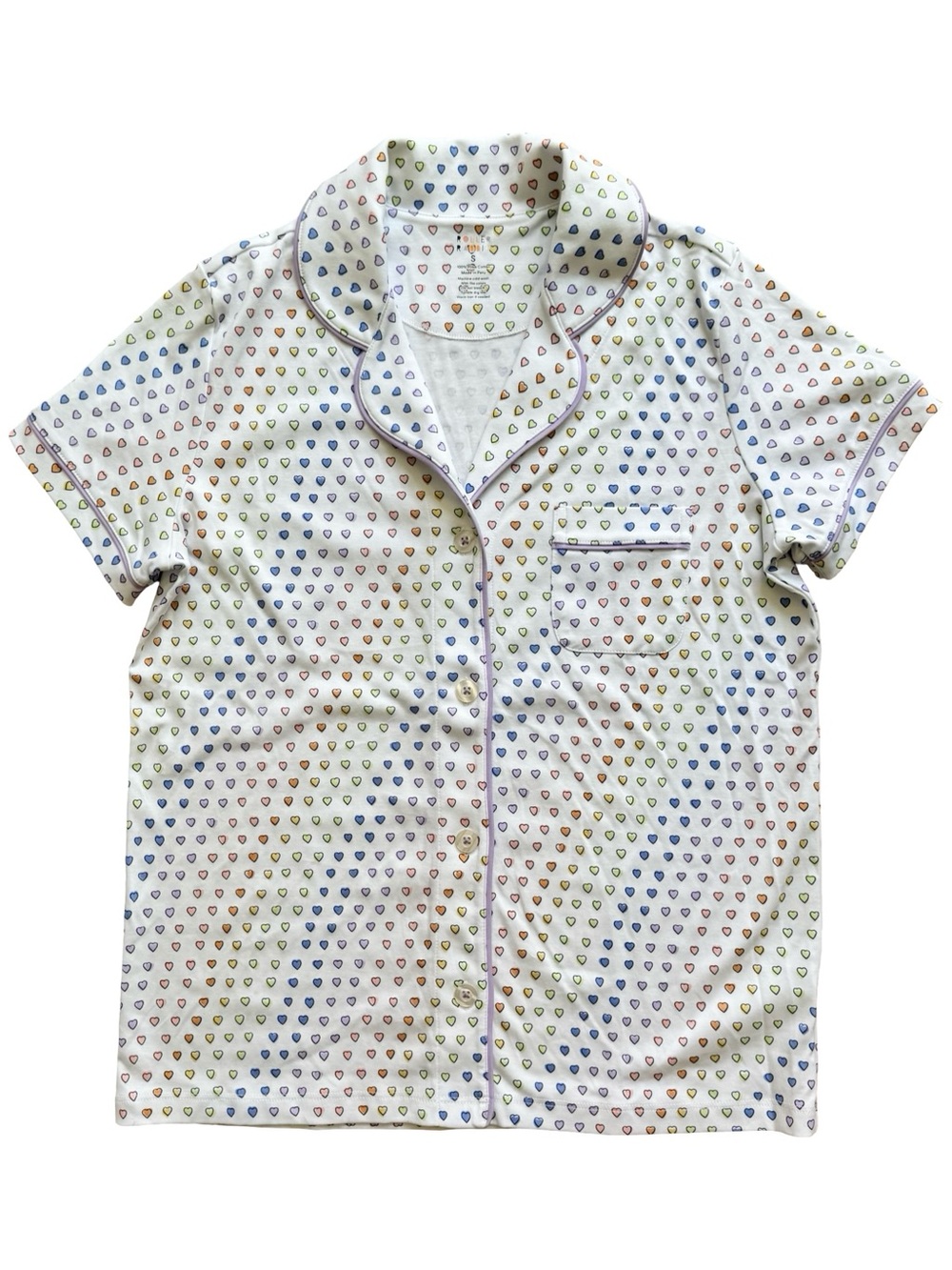 New ROLLER RABBIT Multicolored Hearts Top Sz S Short Sleeve